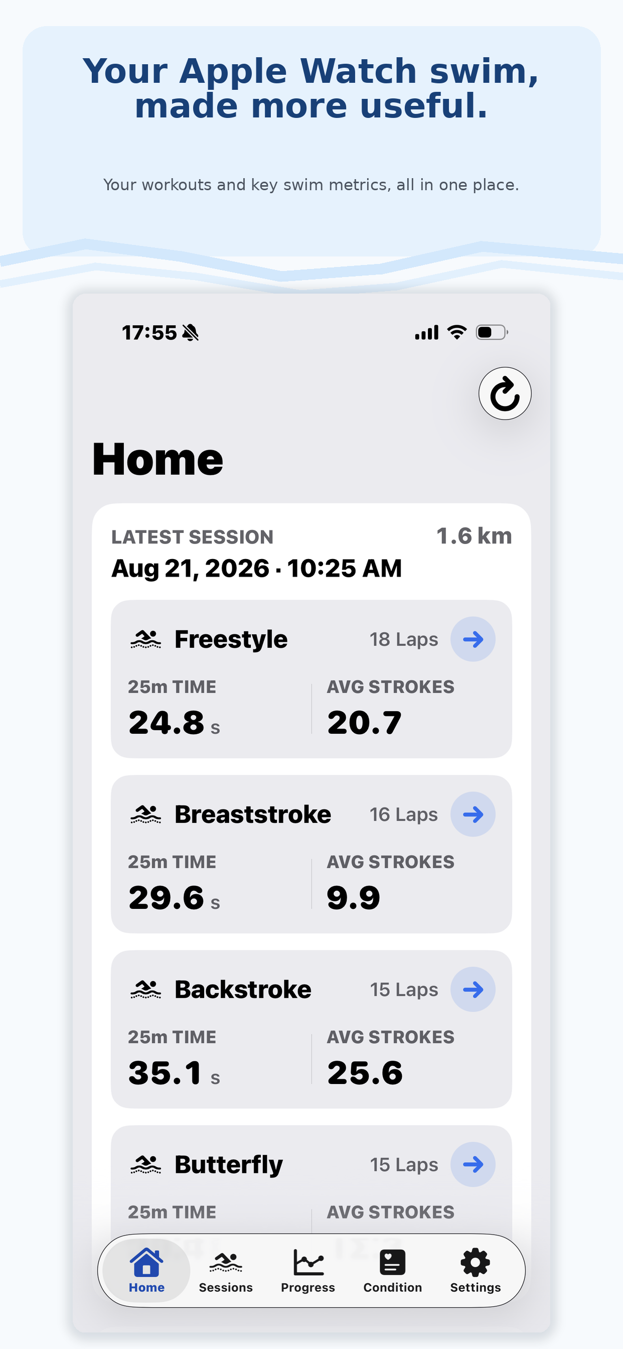 SwimLog Insights app preview